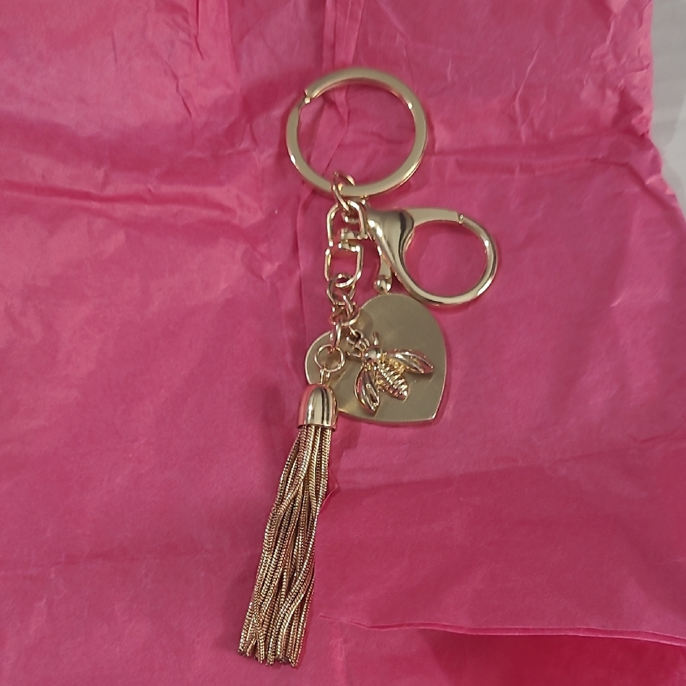 Gold Heart Keychain with Tassel